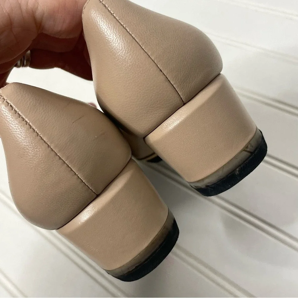 Salvatore Ferragamo Vara Nude Leather Block Heel Bow Pump Kids Size 4